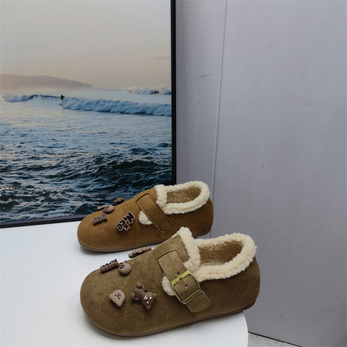 撤柜断码处理女鞋2025春季新款时尚百搭舒适圆头平底加绒勃肯女鞋