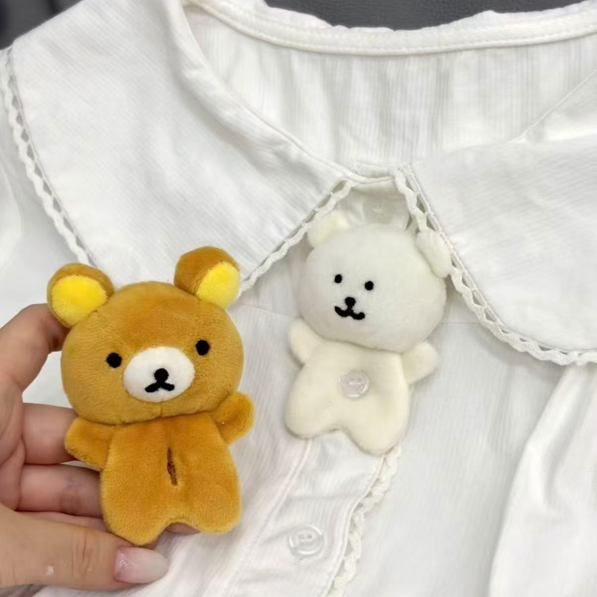 纽扣小熊毛绒可爱玩偶布贴手工服