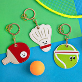 原品生活乒乓球羽毛球皮革门禁卡套钥匙扣 苹果梨子钥匙圈包挂件