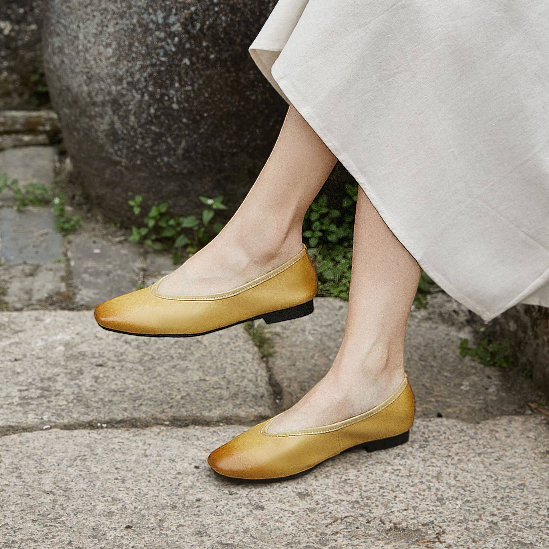 2025春夏新款小众羊皮浅口文艺真皮女鞋森系复古百搭鞋子平底单鞋