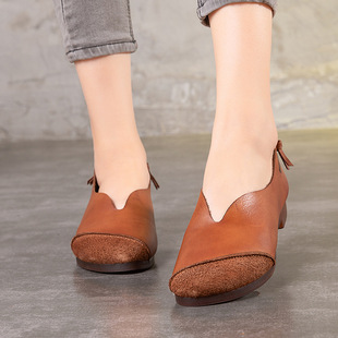 开车鞋 2023春秋复古真皮舒适手工平底单鞋 文艺范头层牛皮森女鞋