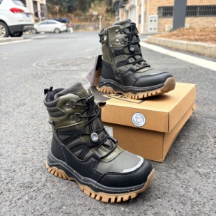 外贸儿童马丁靴男2025新款厚底增高短靴加绒保暖英伦风烟筒靴户外