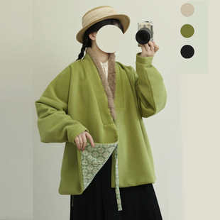 椿屿集原创羊毛明制汉服对交穿弓袋袖 多色可选外套秋冬百搭日常款