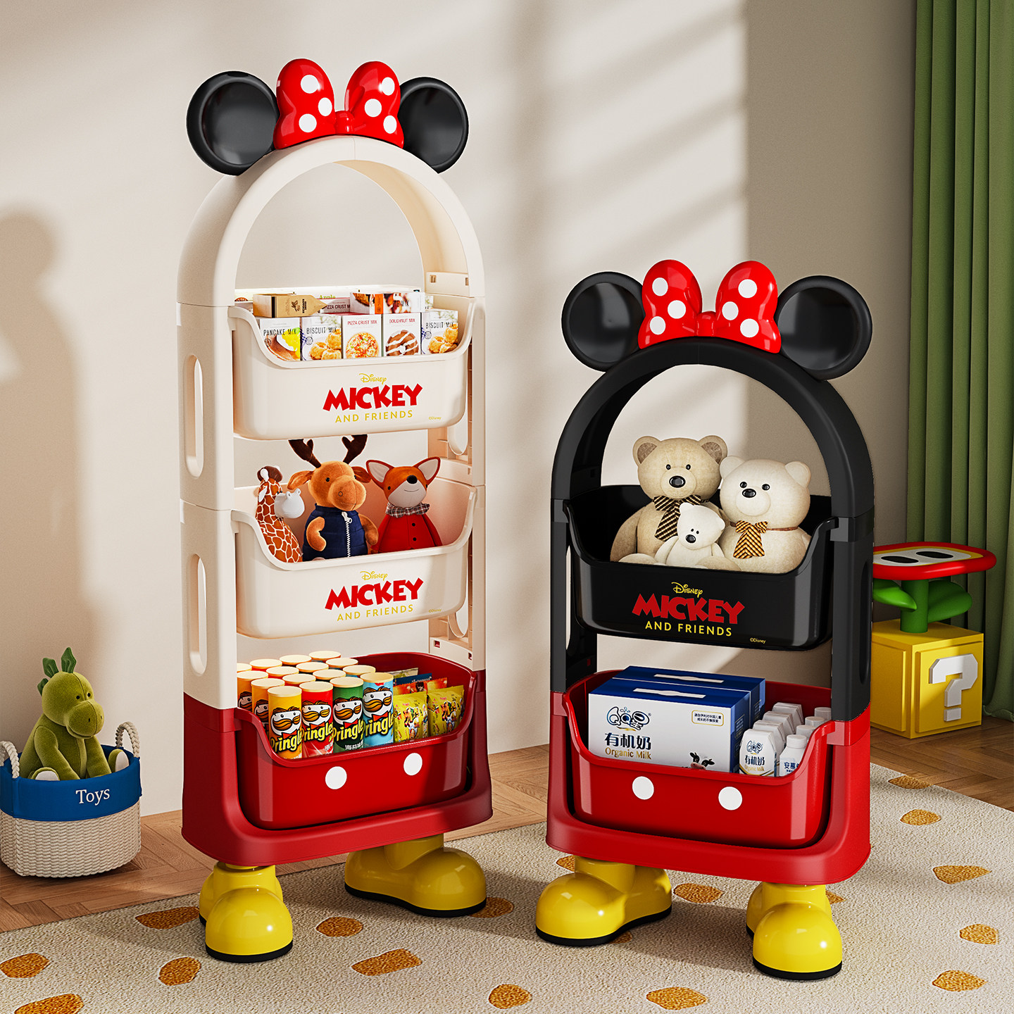 儿童收纳架零食置物架客厅落地式卧室床头柜多层玩具整理架小推车,收纳整理,整理架/置物架/收纳架,淘宝优惠券,粉丝福利购,淘宝优惠卷