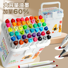 得力水性马克笔小学生儿童美术专用不透色彩笔学生手绘画本diy无毒可水洗双头彩色套装幼儿园速干水彩笔48色