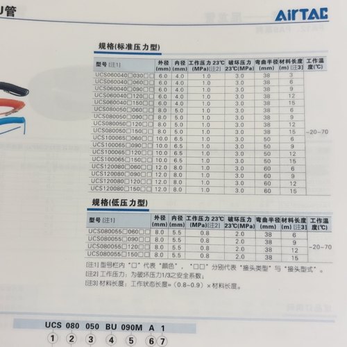 亚德客螺旋管弹簧管UCS120080BU120MA2 UCS120080BU150MA2