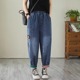冬2025新款 爆款 中年妈妈裤 哈伦裤 宽松萝卜裤 女士秋季 子大码 牛仔裤
