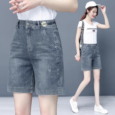 夏天牛仔短裤女宽松显瘦休闲2025新款高腰直筒五分热裤子外穿夏季