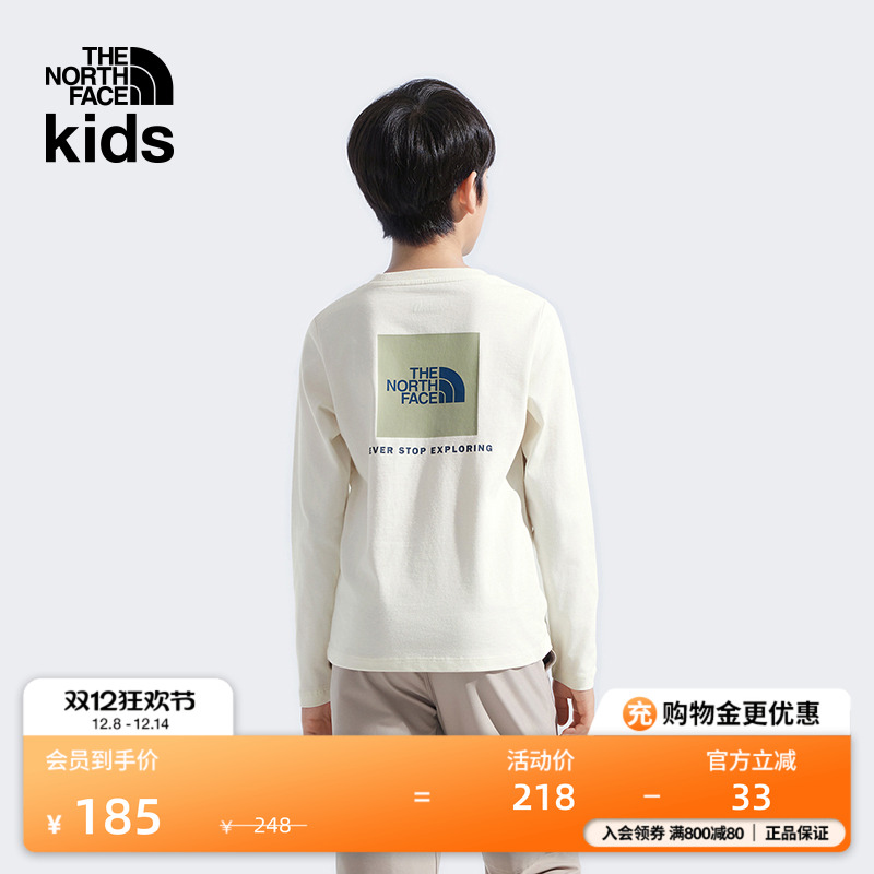 北面儿童纯棉印花长袖T恤