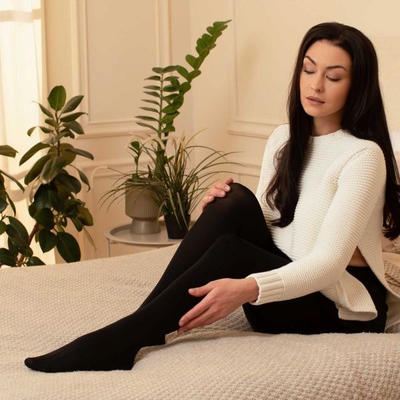 XXL加裆德国kunert Blue  90D 春秋微透天鹅绒环保纤维打裆连裤袜