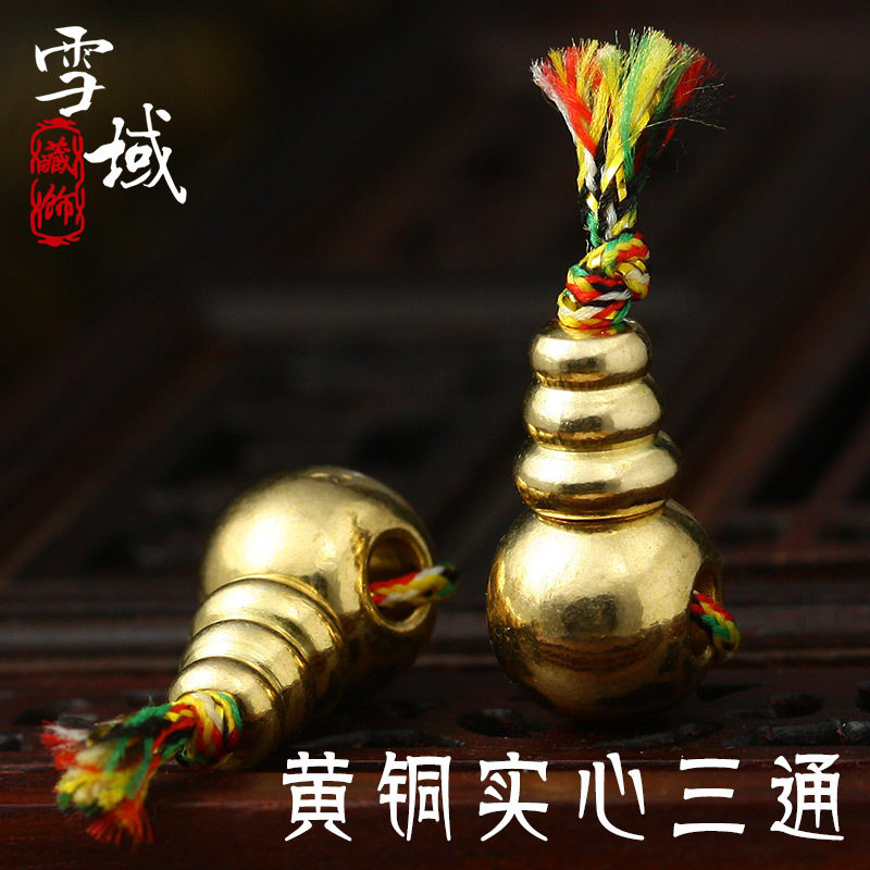 经典佛头纯黄铜实心三通佛塔圆形散珠佛珠手串小金刚星月菩提配饰