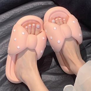 女 女士夏季 舒适时尚 百搭厚底外穿蝴蝶结凉拖鞋 防滑软底居家沙滩鞋