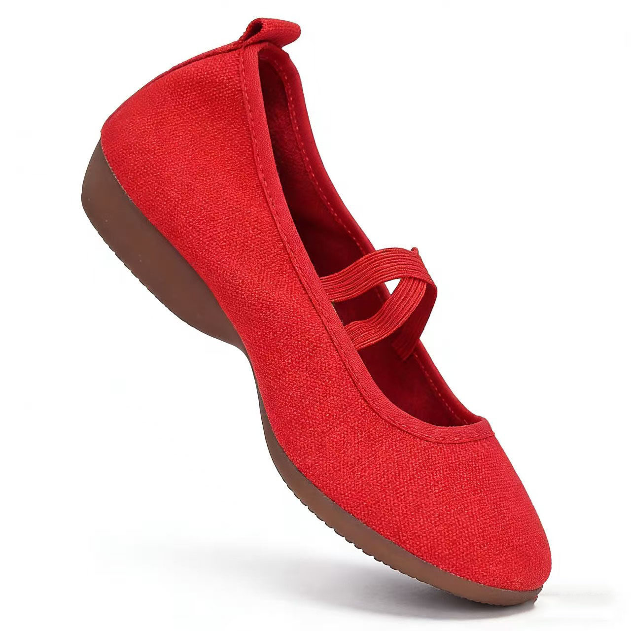 广场舞舞蹈鞋室内平底老人舞蹈鞋红色广场舞鞋女软底中老年跳舞鞋