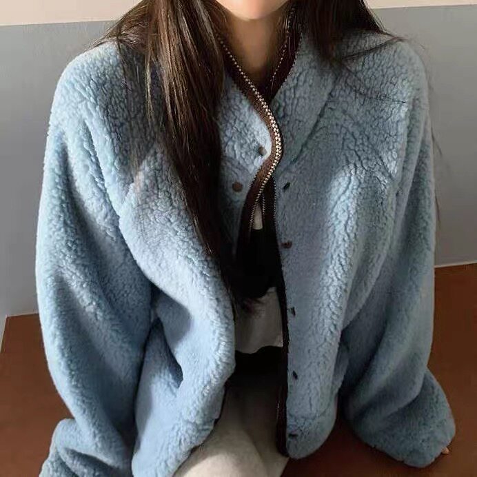 韩国东大门2026新款韩版羊羔毛加厚棉衣外套女