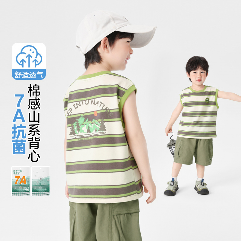 右欧男童套装夏装条纹背心T恤短裤子童装儿童宝宝小童夏季薄款潮