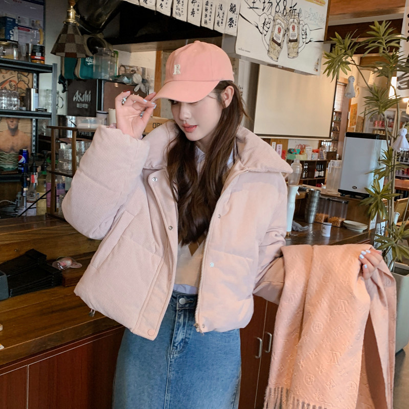 ins羽绒棉服灯芯绒外套冬季新款短款小个子加厚学生面包服女