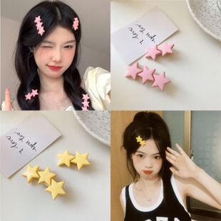 黄色星星发夹可爱甜美五角星星边夹发夹双马尾头绳Lolita头饰软妹