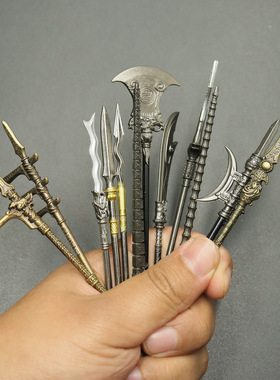 12cm中国古代迷你冷兵器丈八蛇矛鲁智深水磨禅杖三叉戟方天画戟