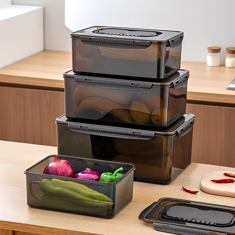大容量冰箱收纳盒避光密封长方形加厚商用食品级保鲜盒厨房储物盒