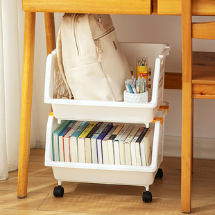 桌下书本收纳箱带轮可移动装书箱高中初中学生教室班级书籍收纳筐
