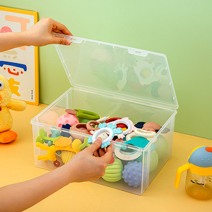 婴儿安抚牙胶奶嘴收纳盒分类分格储存盒宝宝磨牙棒啃咬玩具整理箱
