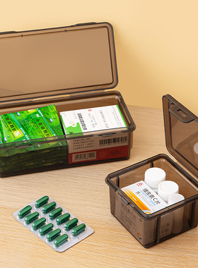 小型药箱透明医用药品透明盒子避光迷你便携式家用药物收纳盒药盒