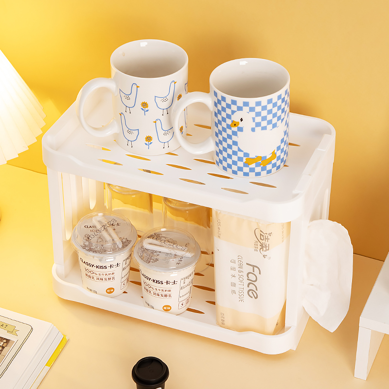 迷你双层置物架日系桌面收纳架