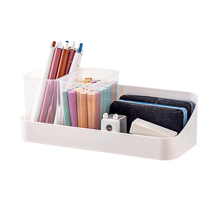 粉笔收纳盒教室讲台老师办公用品杂物桌面黑板擦储物盒分格笔筒