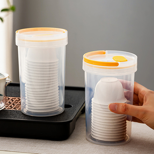 一次性功夫茶杯架子桌面稻壳茶杯收纳盒家用防尘取杯器茶叶茶包盒