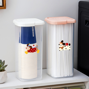 一次性杯子收纳盒茶杯神器纸杯防尘置物架水杯纸杯架桌面取杯器