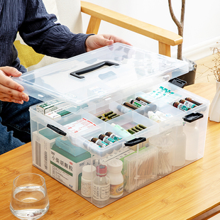 药箱家庭装家用大容量药箱收纳箱药品超大多层药物收纳盒便携急救