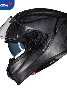 RYMIC摩托车头盔碳纤维睿觅双镜片全盔秋季透气安全帽跑盔赛车盔