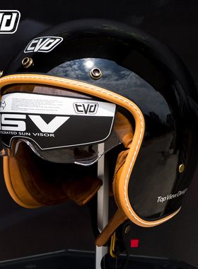 TVD复古半盔摩托车骑士电动车男女夏季哈雷机车踏板四分之三头盔