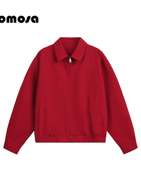 Komosa科莫萨纯色百搭工装风cleanfit短夹克外套女款春季翻领上衣