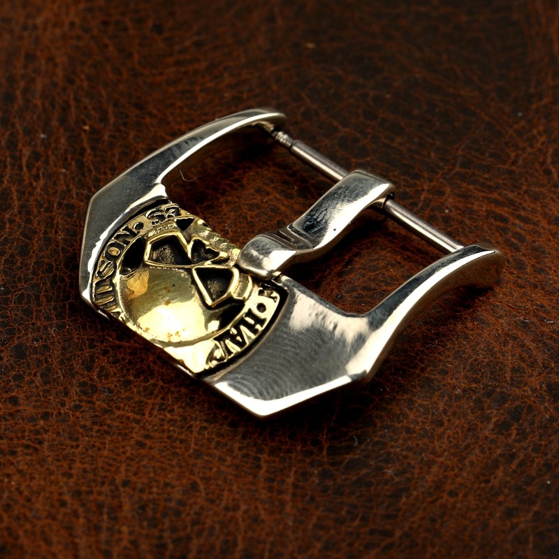 手工打磨20 22 24mm小沛表扣 氧化白铜镶黄铜 骷髅头 男表带配件