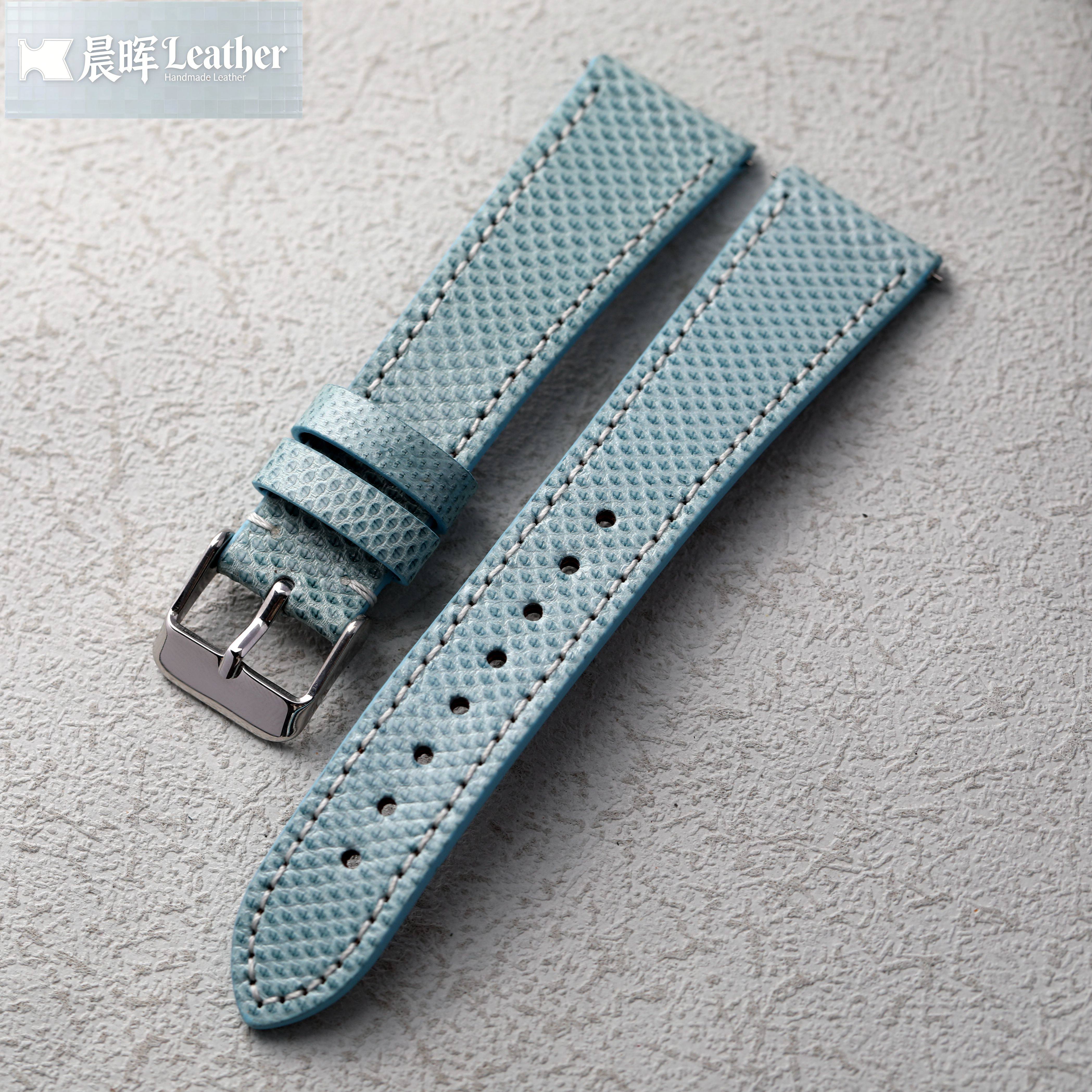 手工蜥蜴皮冰川蓝18 19 20MM快拆适配劳水鬼真皮男复古表带柔软,手表,配件,淘宝优惠券,粉丝福利购,淘宝优惠卷