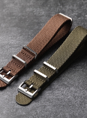 亚麻材质编制耐磨柔软透气表带20MM 22MM NATO柔软潜水表男表链