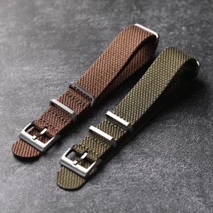 亚麻材质编制耐磨柔软透气表带20MM 22MM NATO柔软潜水表男表链