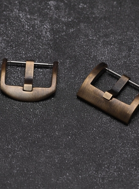 青铜cusn8做旧氧化表扣18 20 22 24 26MM适配纯铜手表配件 真皮扣