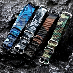 G10 NATO 迷彩北约帆布表链 20 22 24MM男登山防尘水编织尼龙表带