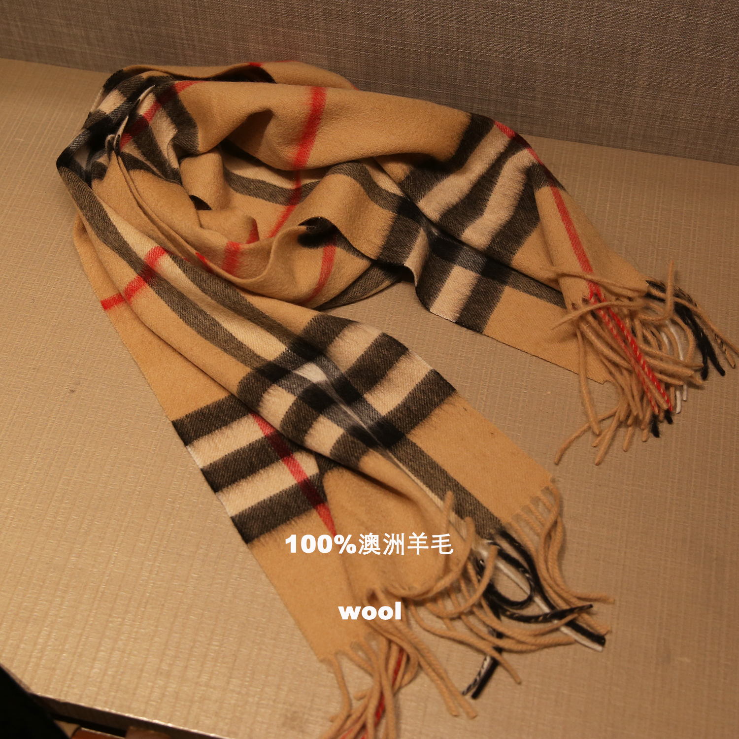 100%纯羊毛围巾女秋冬季韩版百搭保暖高档经典格子围脖女礼物男
