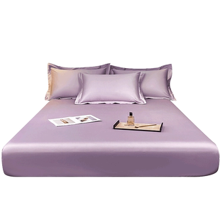 60长绒棉纯色床笠单件丝贡缎全棉床罩防滑纯棉床单床垫保护套定制
