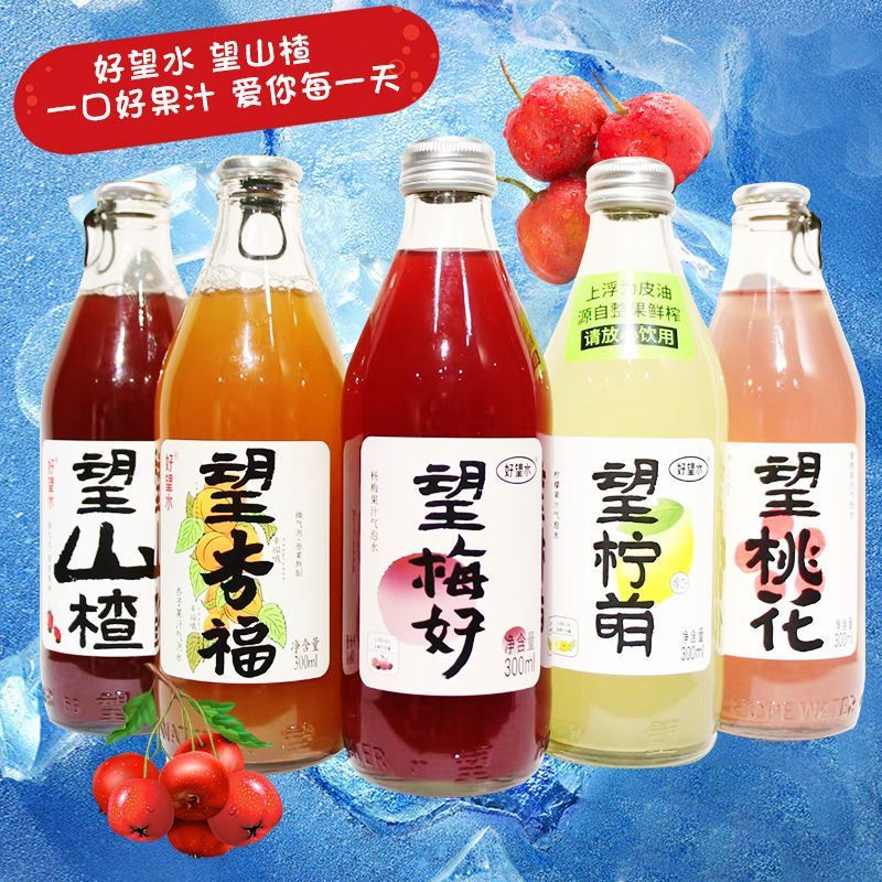 好望水望山楂气泡水饮料300ml*5瓶梅好杏福0脂肪解腻健康网红汽水