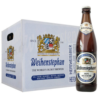 德国进口维森酵母小麦白啤酒玻璃瓶500ml*20瓶整箱装