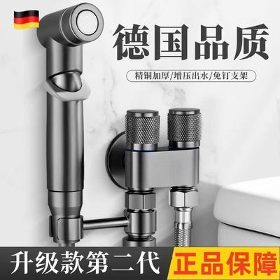 厕所高压冲水喷枪全铜马桶伴侣带喷枪一进二出家用冲洗器厕所高压