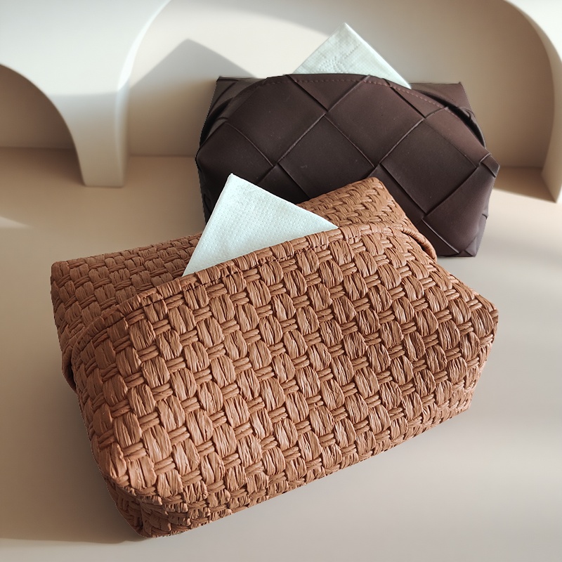 轻奢编织纸巾盒客厅餐厅茶几纸抽盒车载家用高颜值抽纸盒
