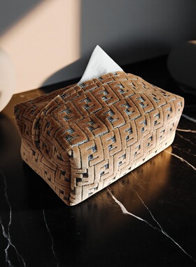 轻奢割绒高级感纸巾盒客厅家用茶几桌面抽纸盒创意个性纸巾收纳包