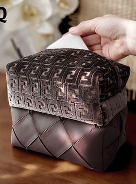 意式轻奢2026新款纸巾盒高级感家用客厅中古风轻奢茶几纸巾收纳包