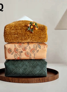 原创小众2026柿柿如意创意纸巾盒高级感中古风家用纸巾收纳包