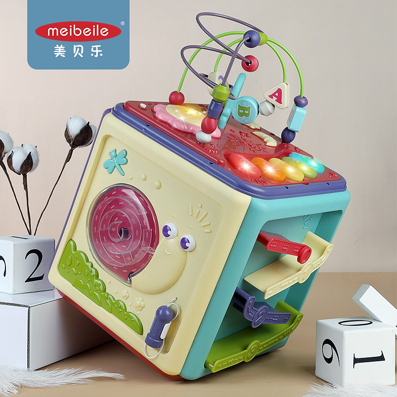 美贝乐多功能六面体益智六面盒宝宝拍拍鼓儿童早教1岁2岁婴儿玩具|msdalam kategori Toy/bayi/teka-teki/blok bangunan/model, manik/teka-teki/Pasangan/pemasangan/Pukul mainan, nombor rumah/bentuk kotak/mainan kognitif berliang - dari Buy2taobao.com untuk memberikan perkhidmatan ejen Taobao profesional membeli
